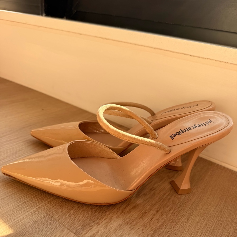 Jeffrey Campbell nude patent leather heel